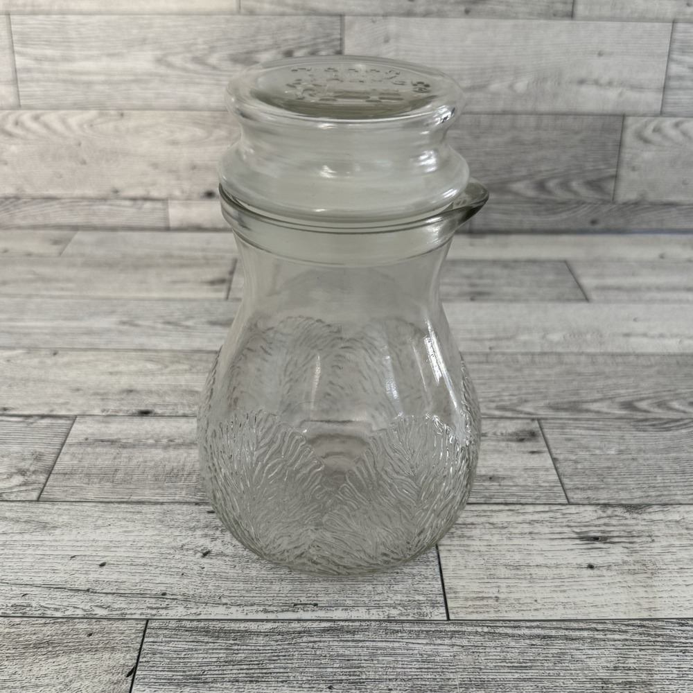 Vintage Hidden Valley Ranch Salad Dressing Glass Shaker w/ Lid Jar Carafe Bottle